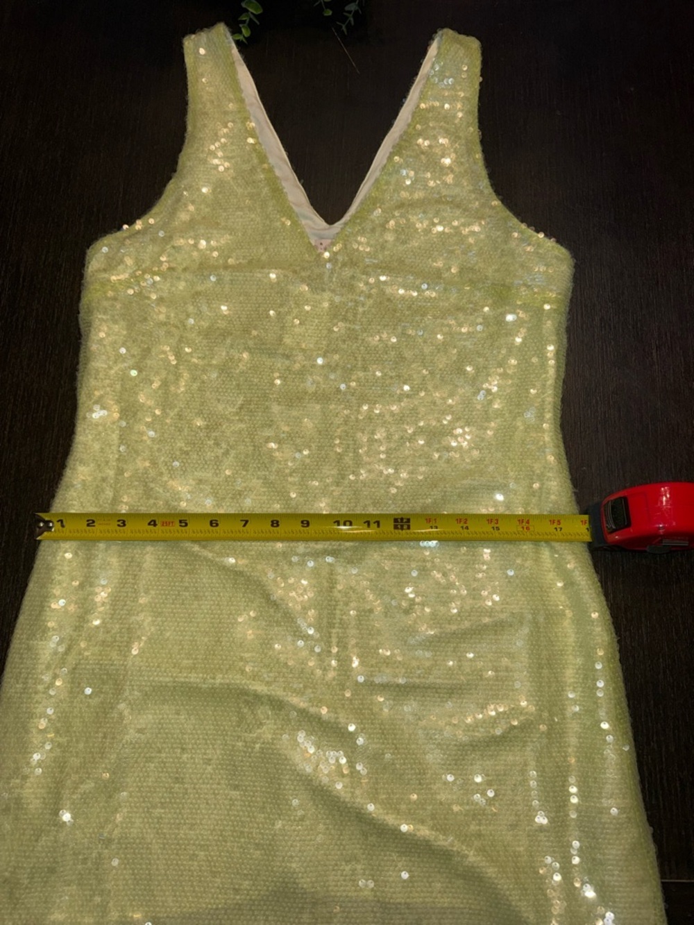 a new day Pale Lime Sequin V-Neck Mini Dress Party - Picture 6 of 8